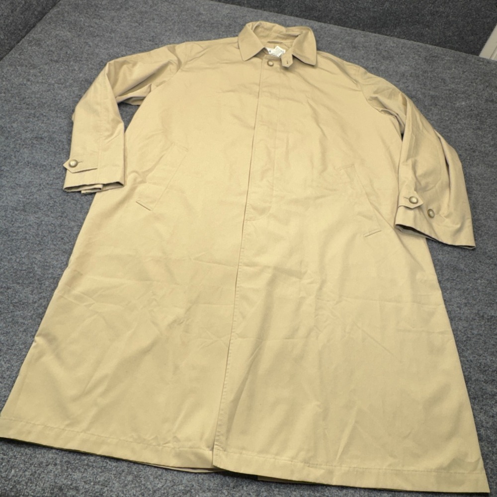 Vintage LL Bean Trench Coat Mens XL Tan Rain Overcoat Mac Jacket Oxford 0X723